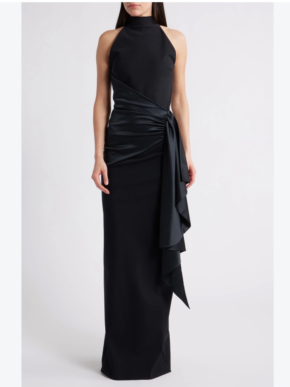 CHIARA BONI LA PETITE ROBE
Gudairi Ra Draped Halter Column Gown In Black